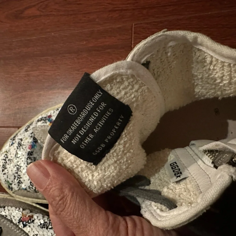 Golden Goose White Silver Sequin High-Top Sneakers - Picture 5 of 7